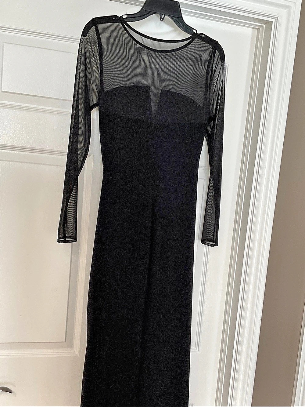 Black Sheer-Sleeve Maxi Dress Like New